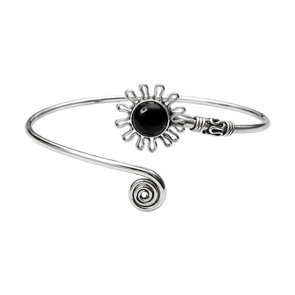 Silver Plated Adjustable Daisy Spiral Cuff Bangle - image 8