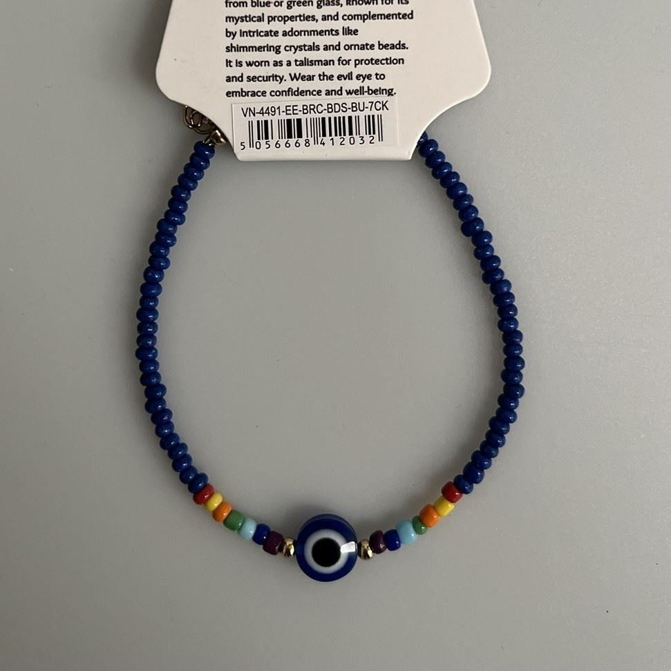 Evil Eye Bracelet, 7 Chakra Beads, (JIT)