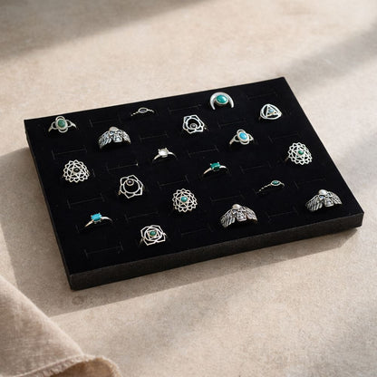 18 Silver-Plated Rings, Foam Display Tray