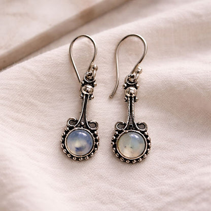 Silver-Plated Hanging Earwire Earrings (#03), 3x1cm