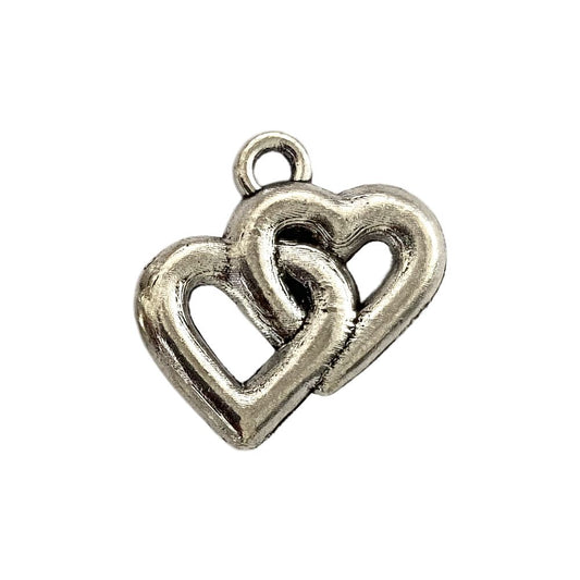 Alloy Charm, Double Heart, Approx. 1.5x1cm, Single