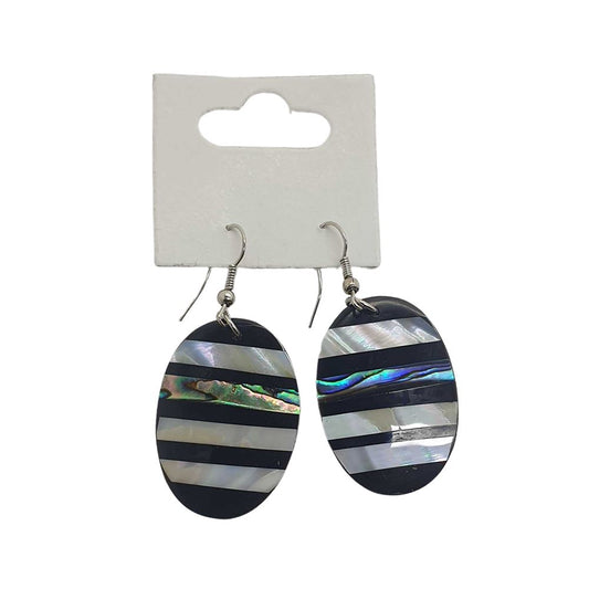 Capiz Shell Earrings, Zebra Oval