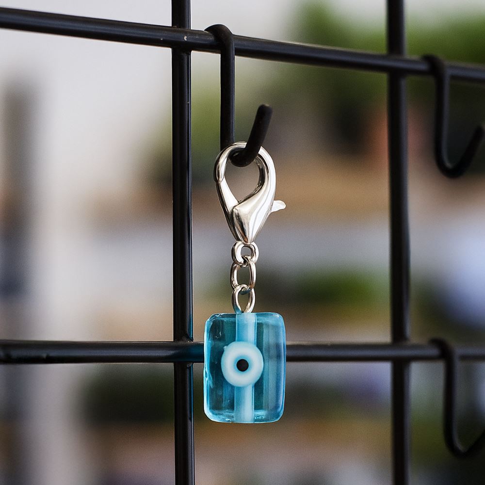 Evil Eye Lampwork Column Keychain, Assorted Colour