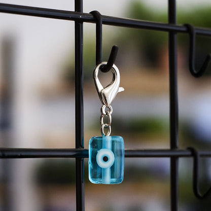 Evil Eye Lampwork Column Keychain, Assorted Colour