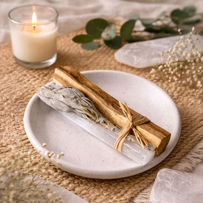 Mini Smudge Cluster, White Sage with Palo Santo and Selenite 4"