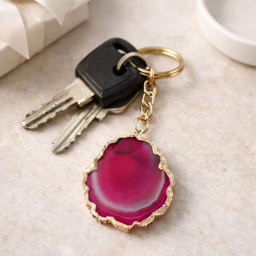 Agate Slice Keychain
