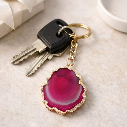 Agate Slice Keychain