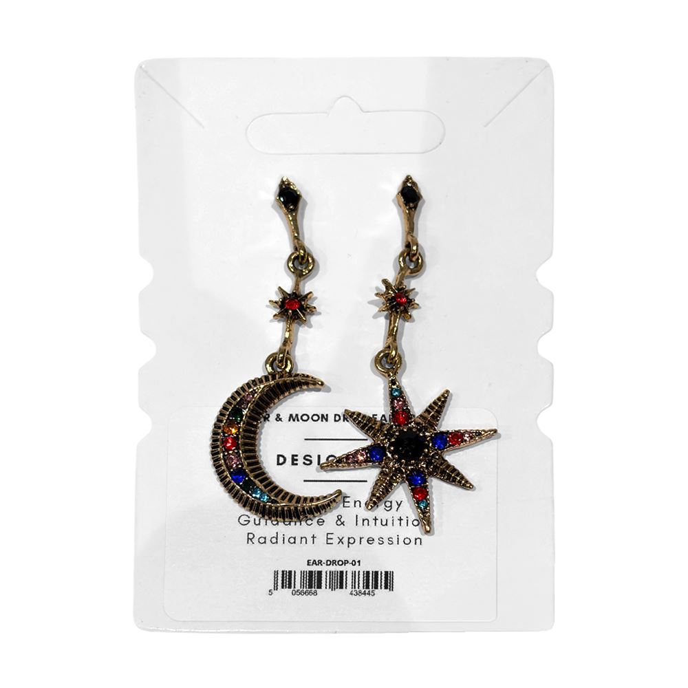 Star & Moon Drop Earrings