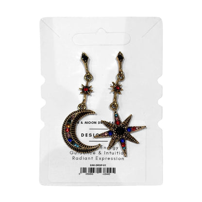 Star & Moon Drop Earrings