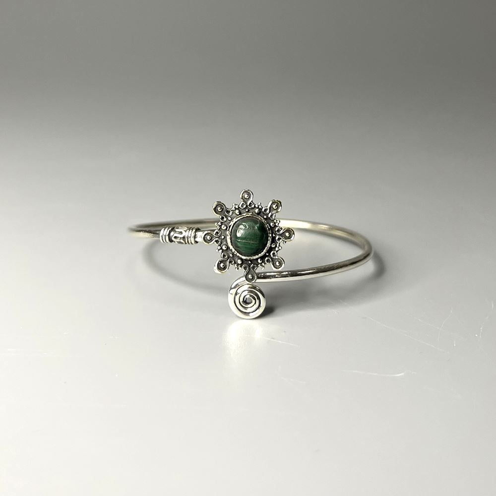 Silver Plated Adjustable Sunburst Spiral Cuff Bangle - image 3