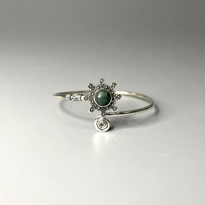 Silver Plated Adjustable Sunburst Spiral Cuff Bangle - image 3