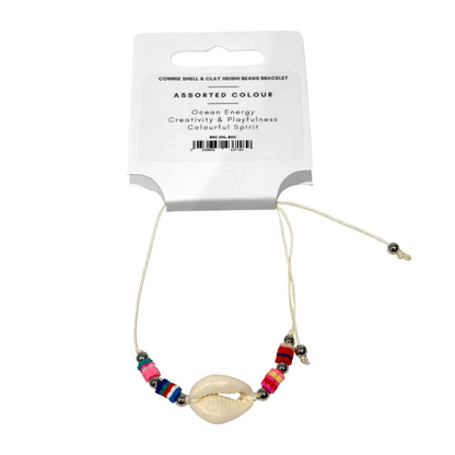 Cowrie Shell & Clay Heishi Beads Bracelet, Assorted Colour