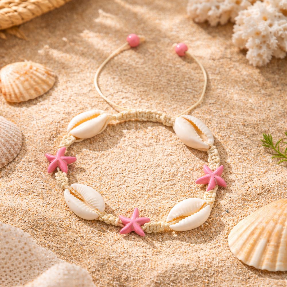 Cowrie Shell & Pink Starfish Bracelet