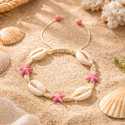 Cowrie Shell & Pink Starfish Bracelet