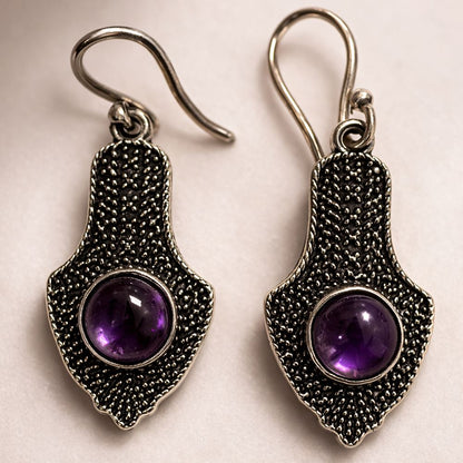 Silver-Plated Hanging Earwire Earrings (#07), 3x1.5cm