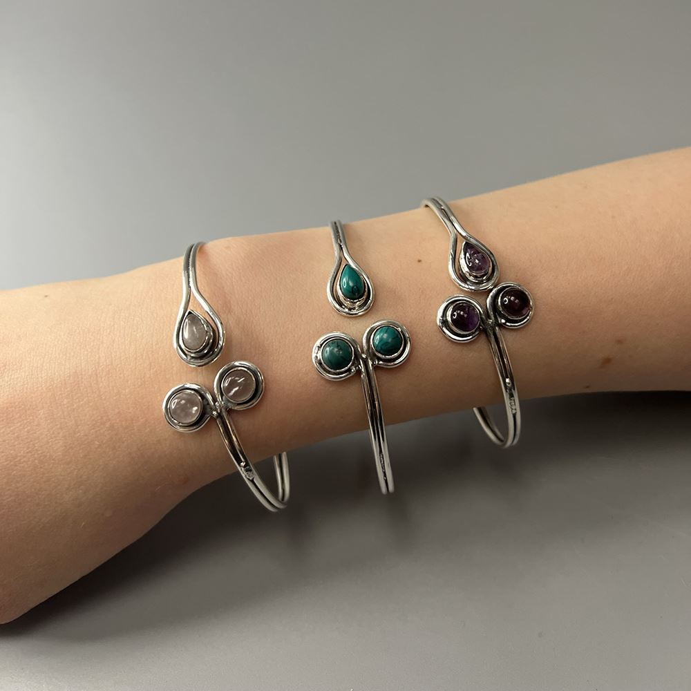 Silver Plated Adjustable Trinity Cuff Bangle - image 7