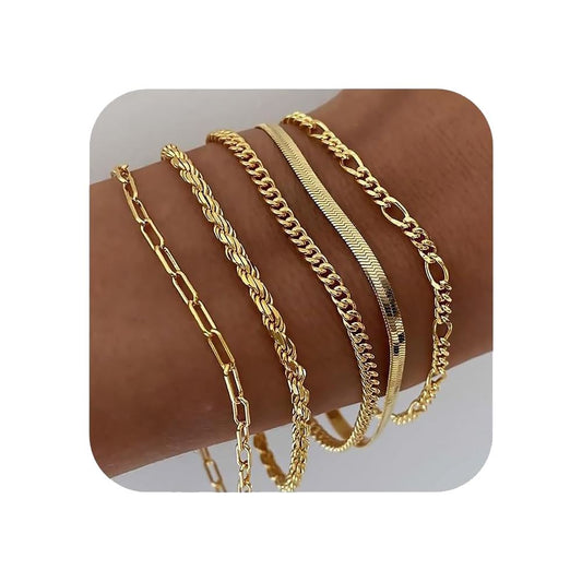 Gold-Plated Chain Bracelet Collection, 5 Styles, Bold Design
