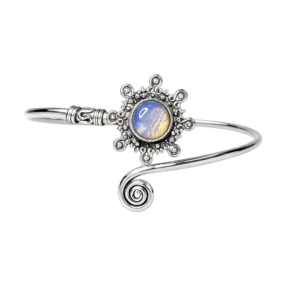 Silver Plated Adjustable Sunburst Spiral Cuff Bangle - image 5