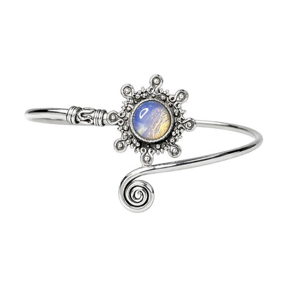 Silver Plated Adjustable Sunburst Spiral Cuff Bangle - image 5