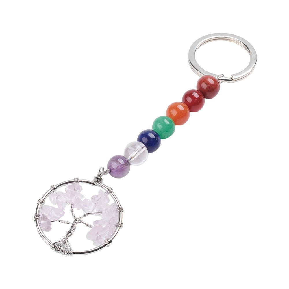 Chakra Jewelry, Mixed Gemstone Tree of Life Keychain