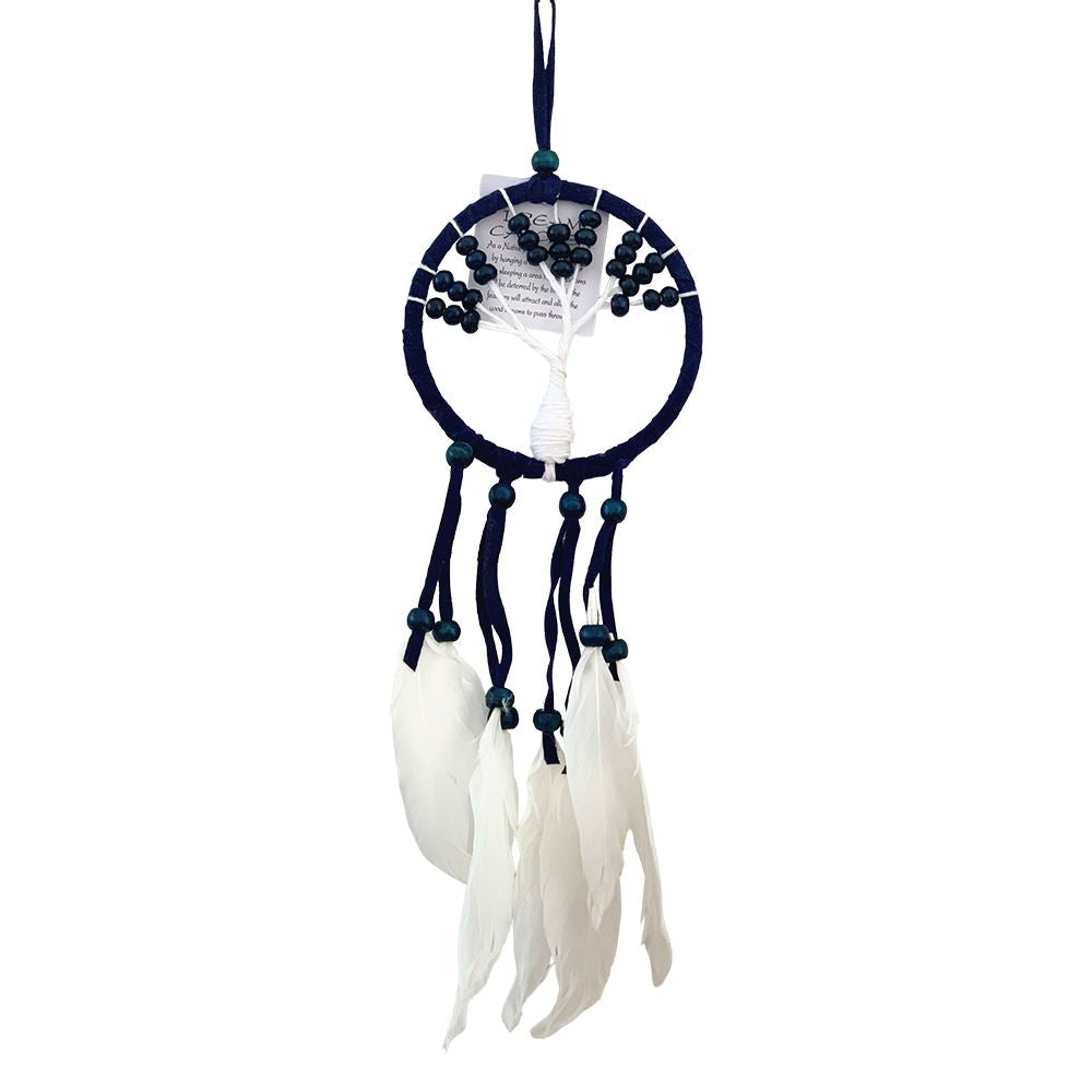 Tree of Life Dream Catcher, 9cm, Blue