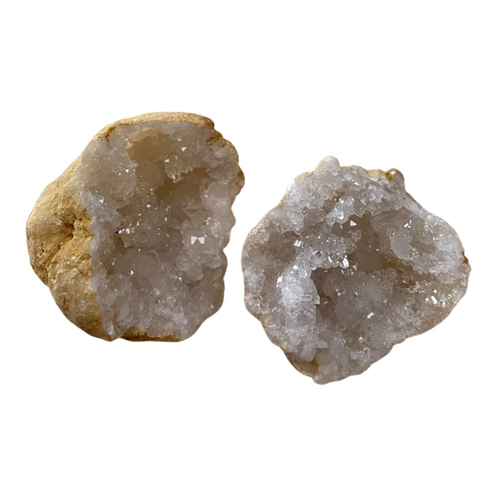White Quartz Geode Pairs, Size 0
