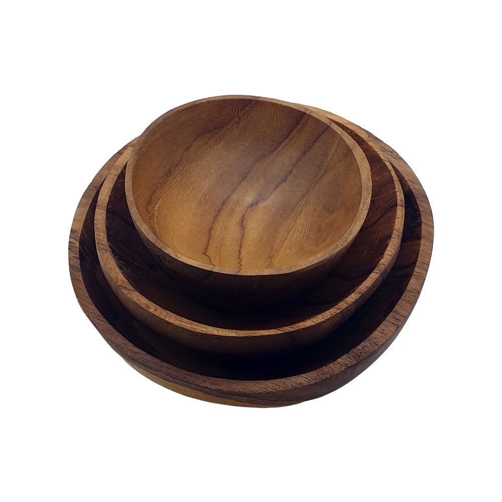 Teak Wood Dipping Bowl Set, 10/8/6cm