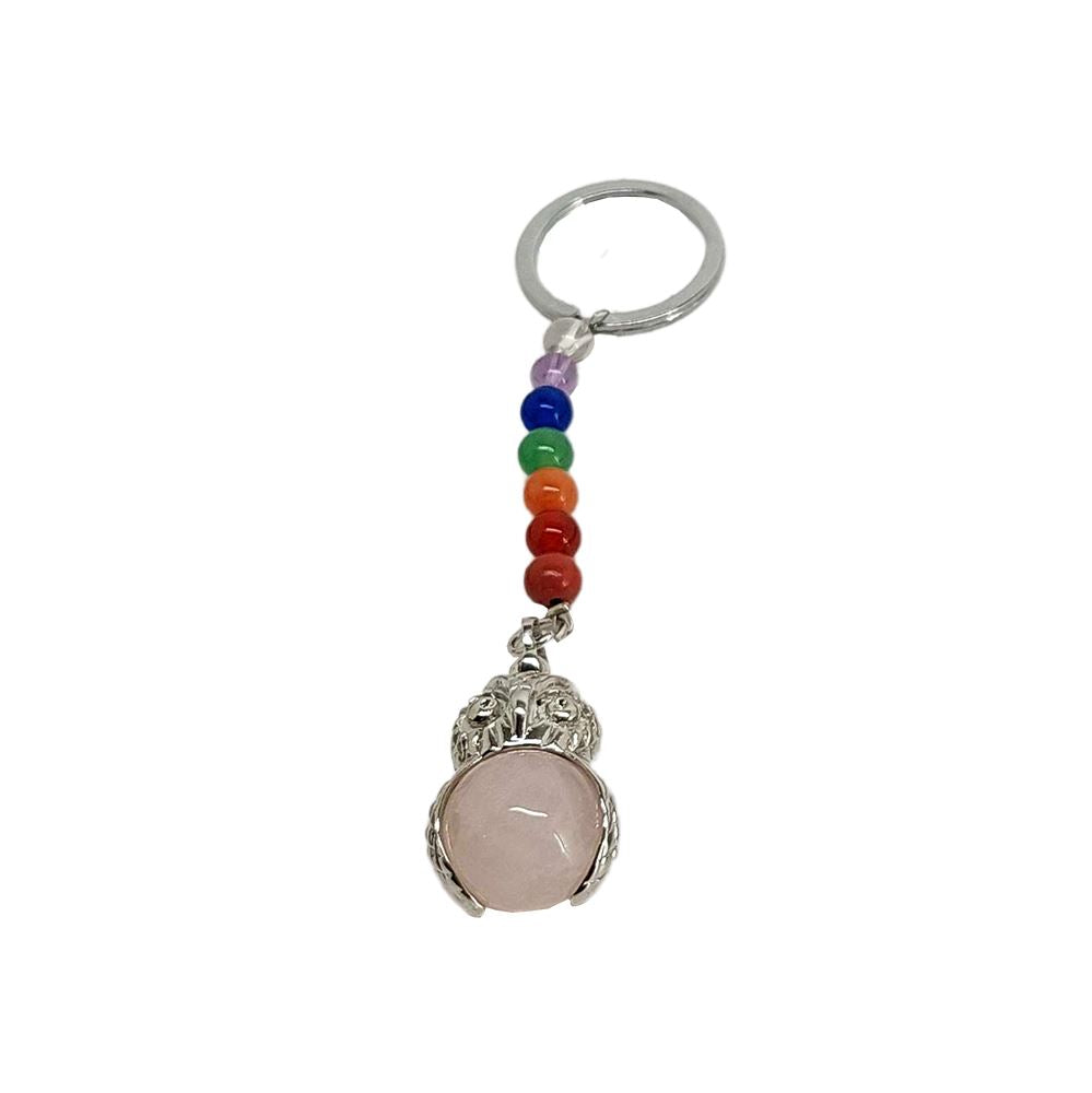 Chakra Jewelry, Mixed Gemstone Owl Keychain