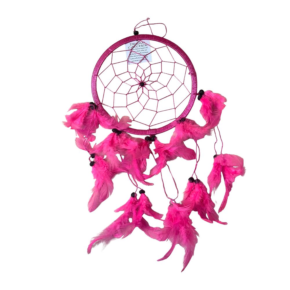Dream Catcher with Beads, 16cm Ring, Pink
