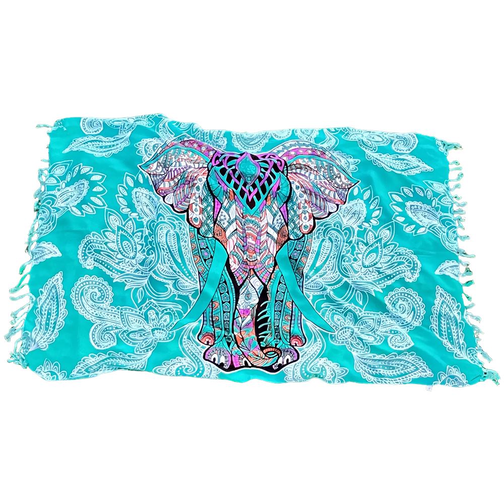 Batik Sarong, 180x120cm, Blue with an Elephant