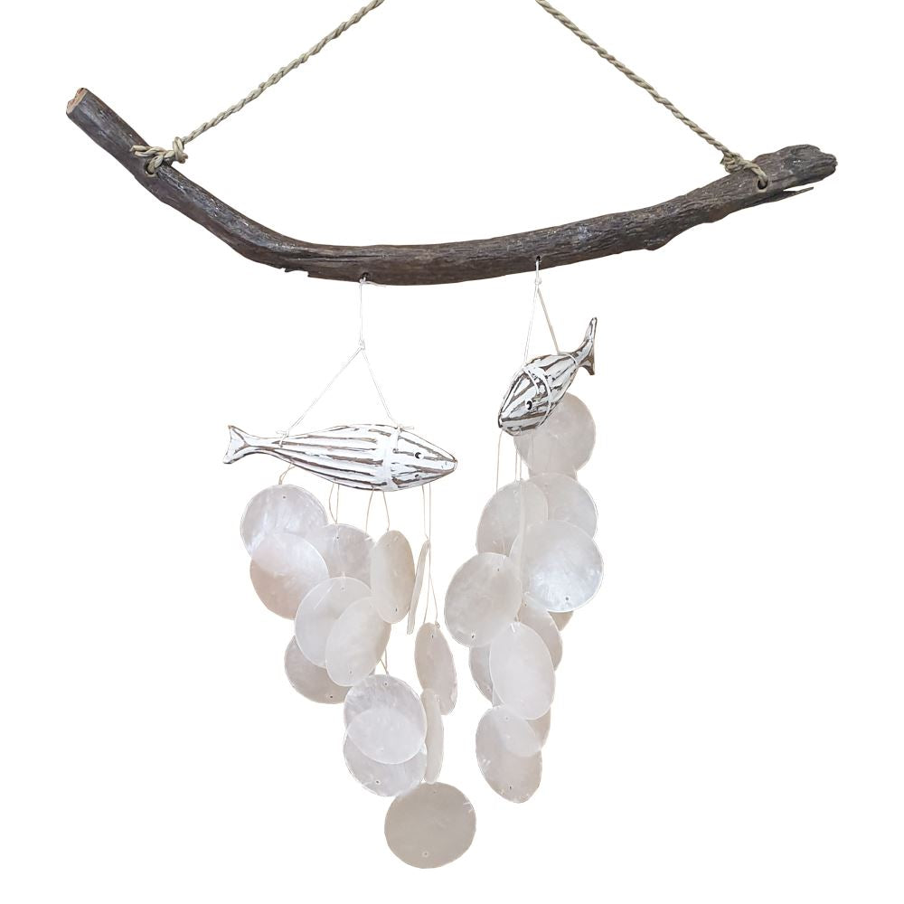 Fish with Capiz Shell Wind Chime, 45cm Hanging Height