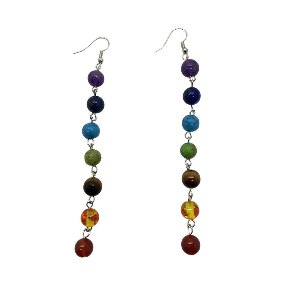 Chakra Jewelry, Gemstone Beads Dangle Earrings