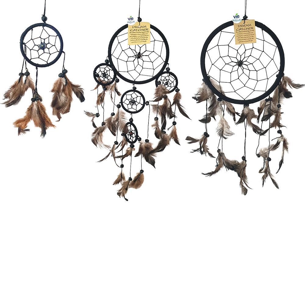 Dream Catcher Bundle, 3 Items - 6cm, 9cm, 16cm (All Black)