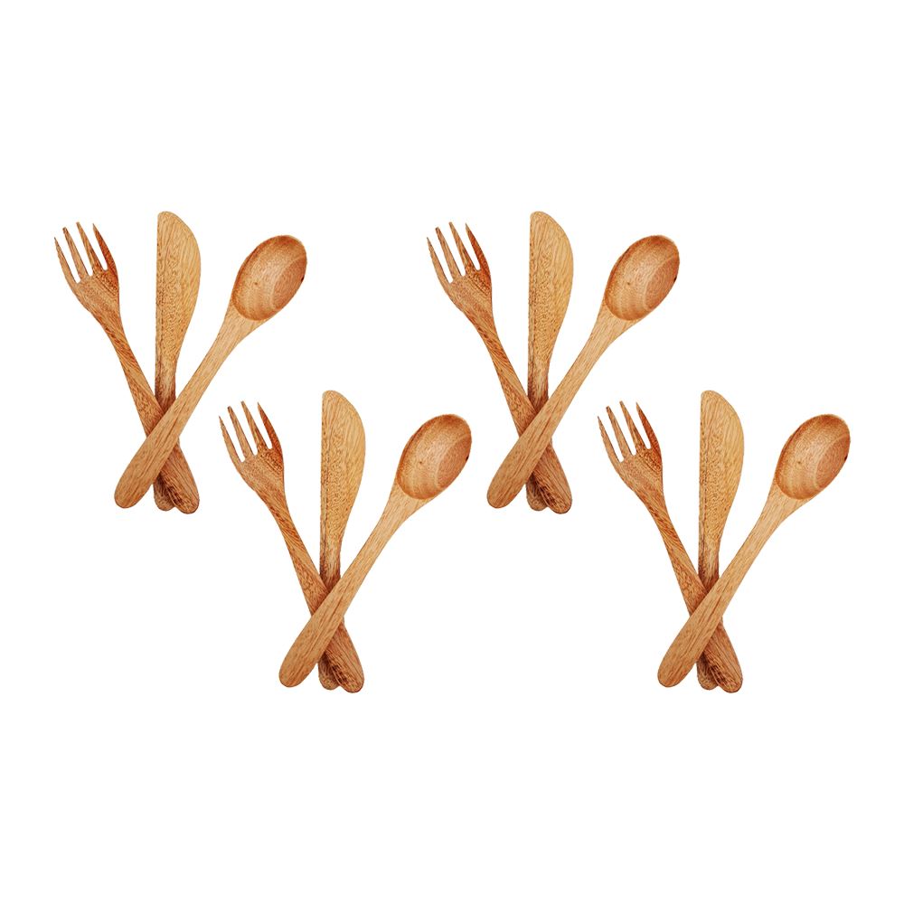 Mahogany Cutlery (Spoon, Knife, Fork), 16cm, 4 Sets