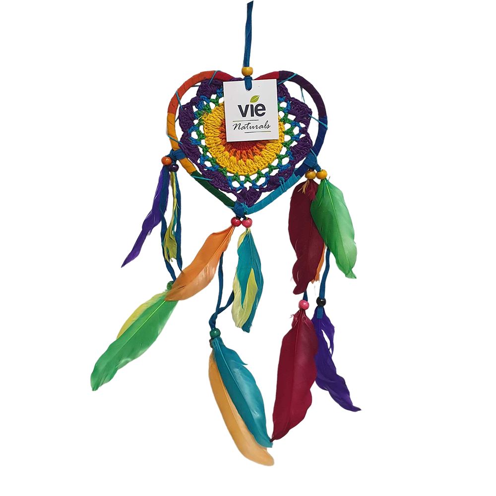 Heart Shaped Dream Catcher, 12cm, Rainbow