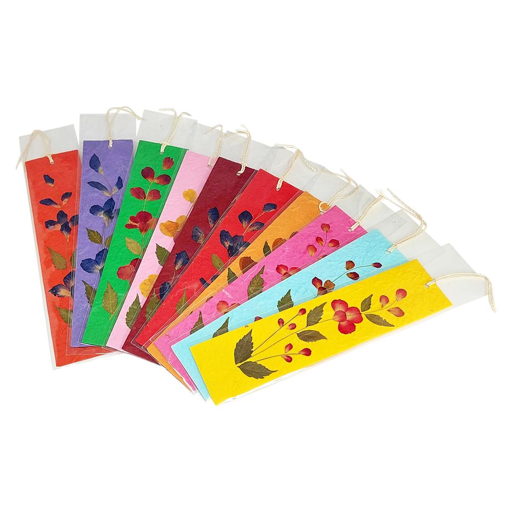 Vie Naturals Colourful Flower Mulberry Bookmarks, Pack of 10