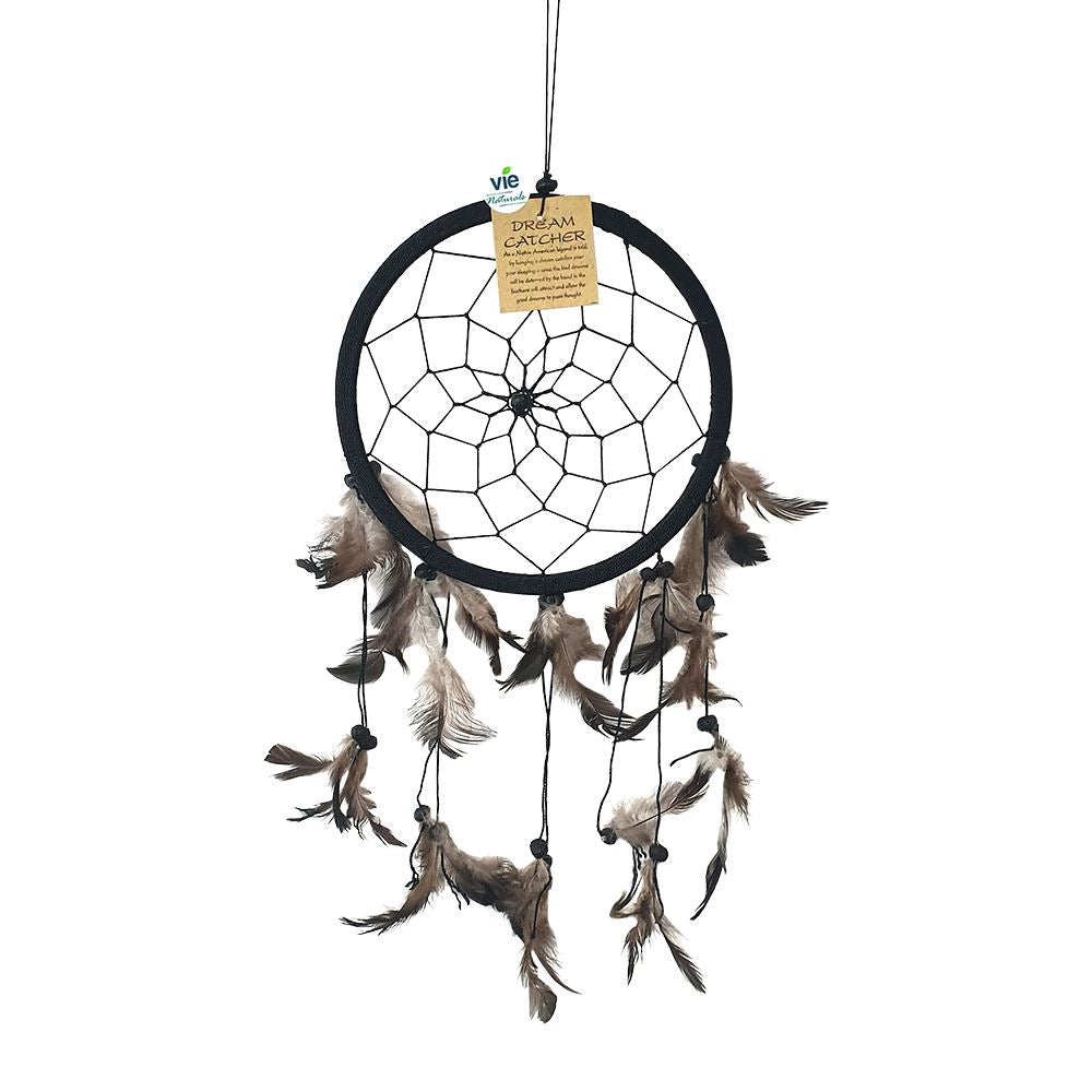Dream Catcher with Beads, 16cm Ring, Black