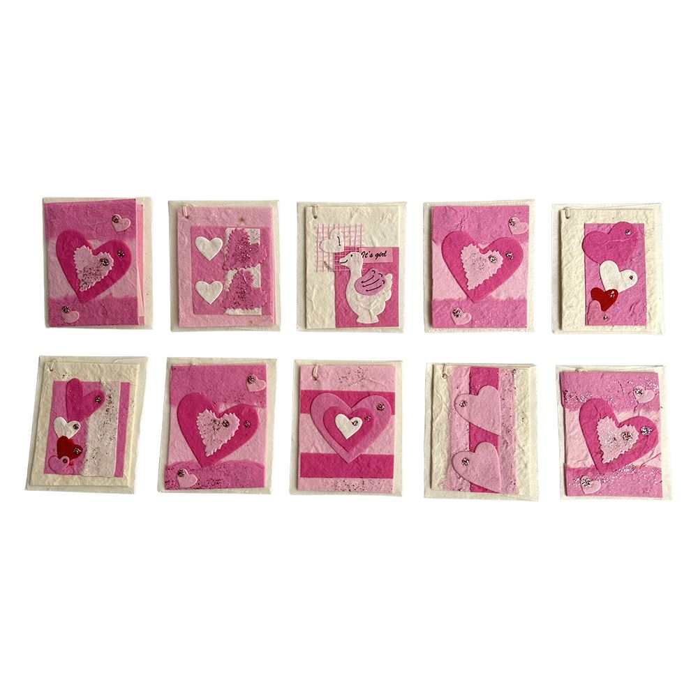Assorted Mulberry Heart Gift Cards, 5.5x7cm, Pack of 10