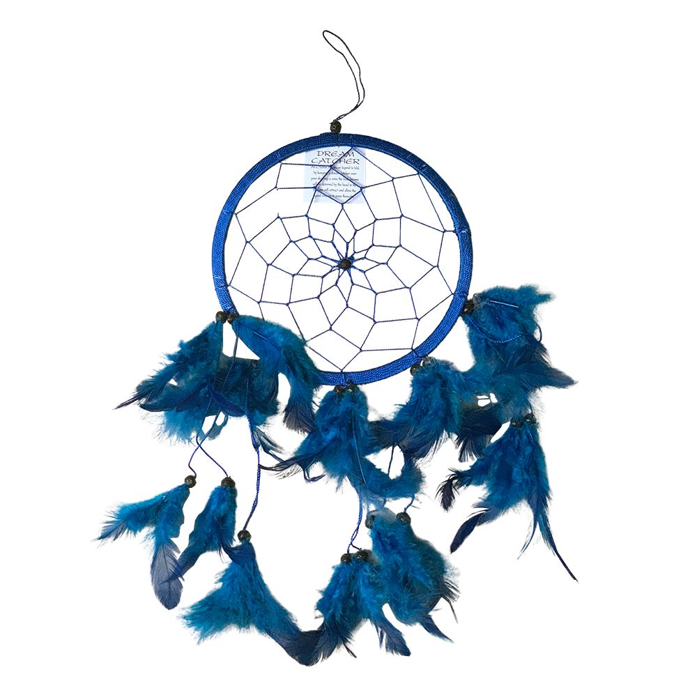 Dream Catcher with Beads, 16cm Ring, Blue