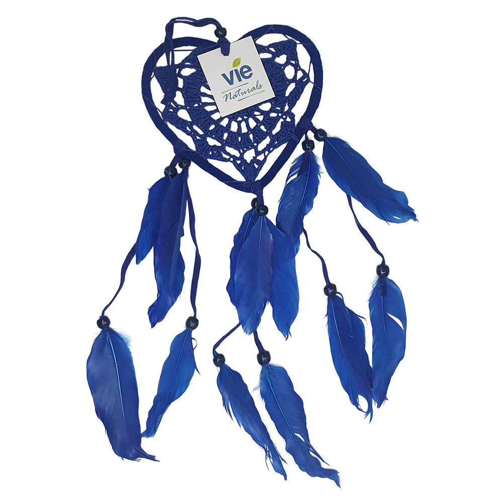 Vie Naturals Heart Shaped Dream Catcher, 12cm, Blue