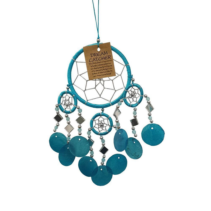 Capiz Dream Catcher, No Feathers, 9cm, Turquoise