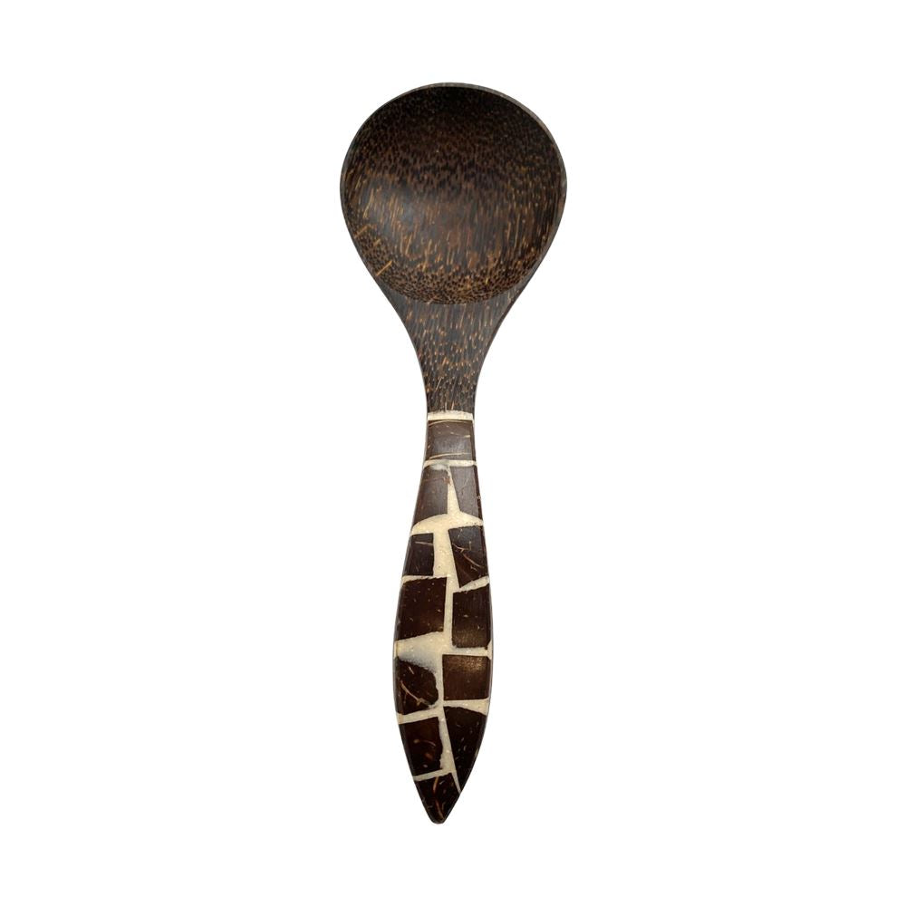 Serving Spoon, Coconut Wood with Coconut Chip Inlay, 22x7cm