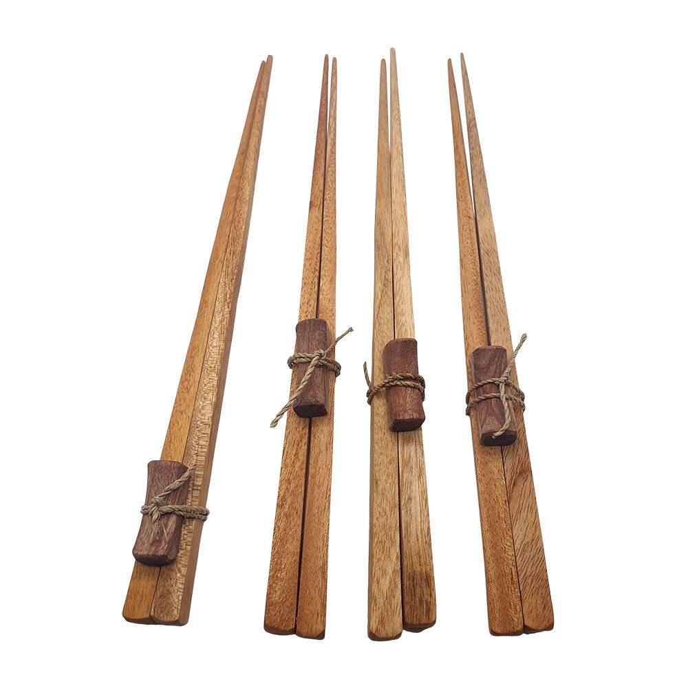 Mahogany Chopsticks with Stand, 4 Pairs
