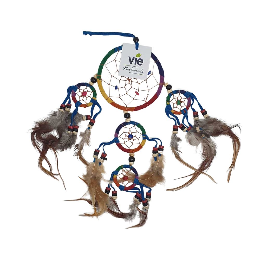 Dream Catcher with Beads, 9cm Ring with 4 Smaller Rings, Rainbow