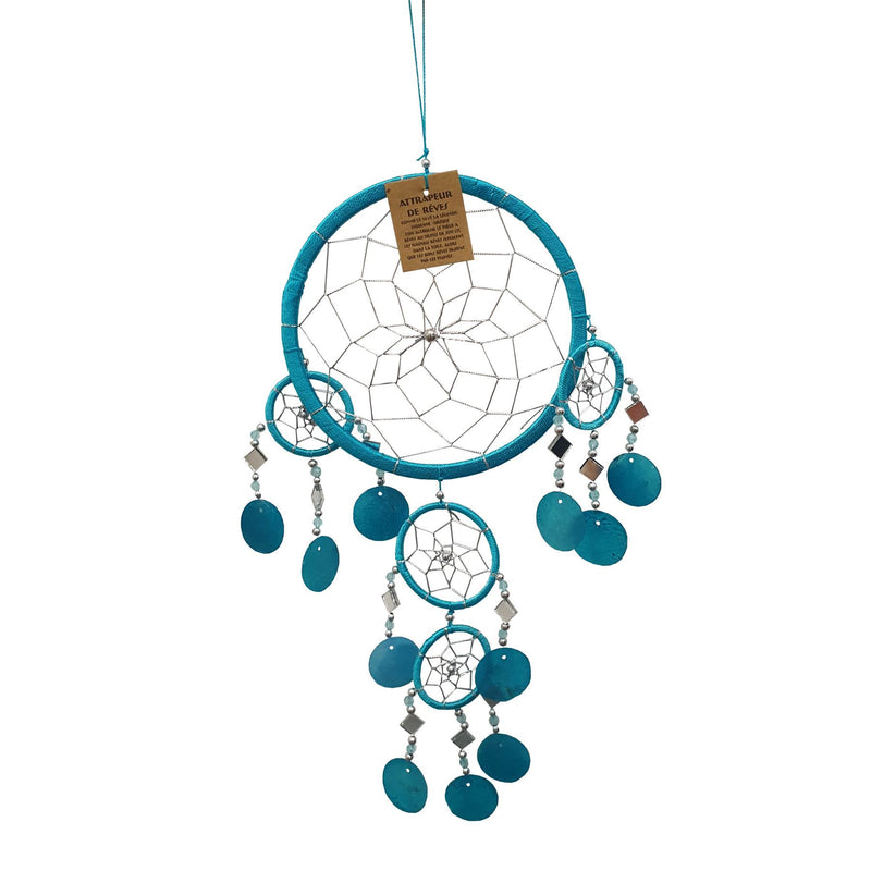 Capiz Dream Catcher, No Feathers, 16cm, Turquoise