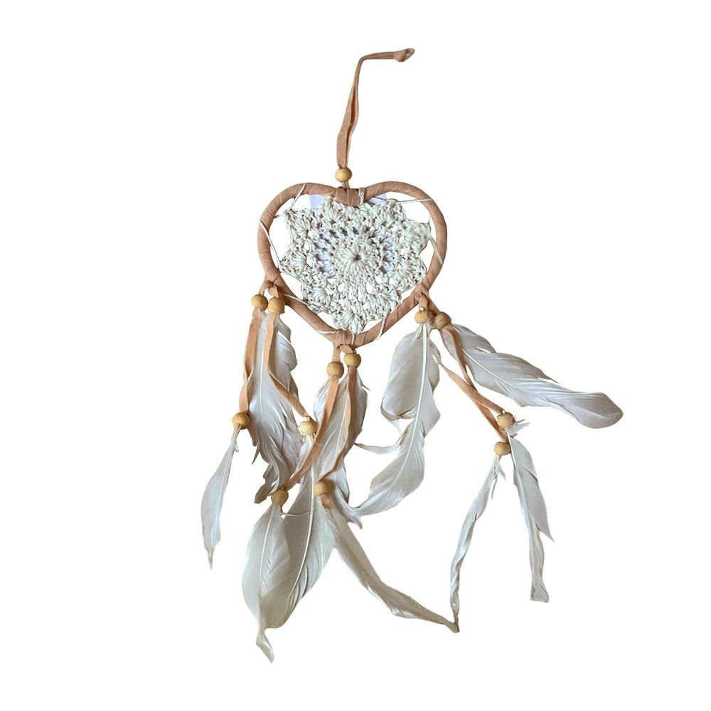 Heart Shaped Dream Catcher, 9cm, Natural