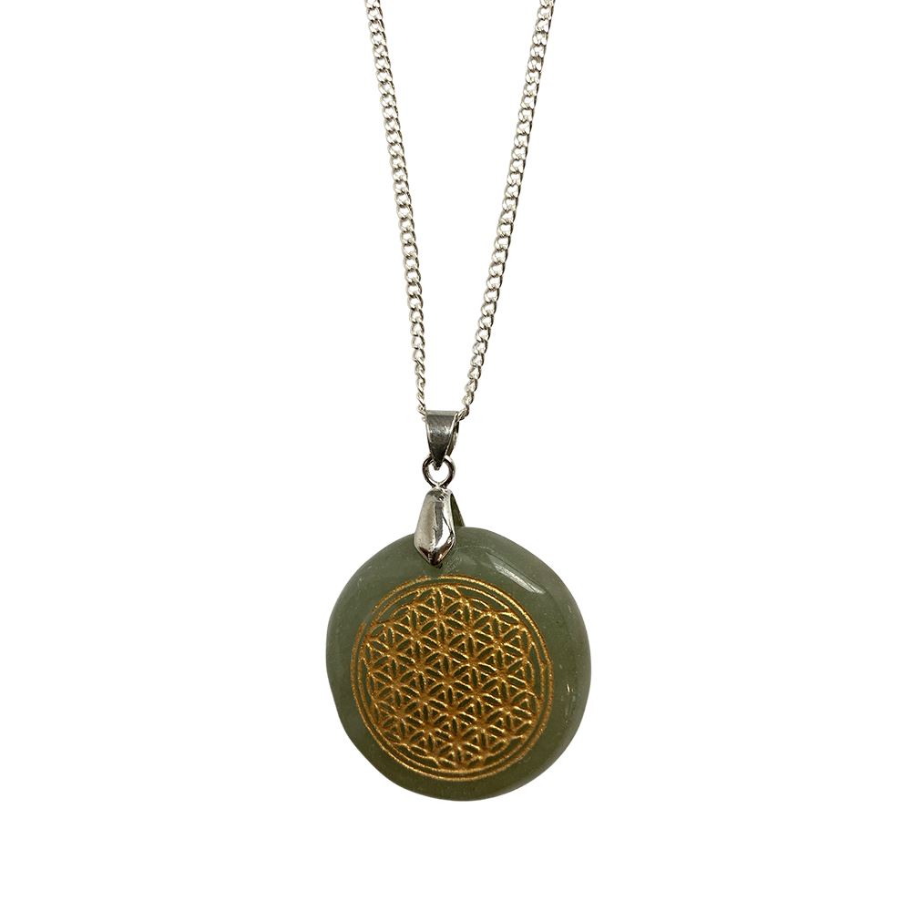 Disc Pendant with Flower of Life Design, 3cm