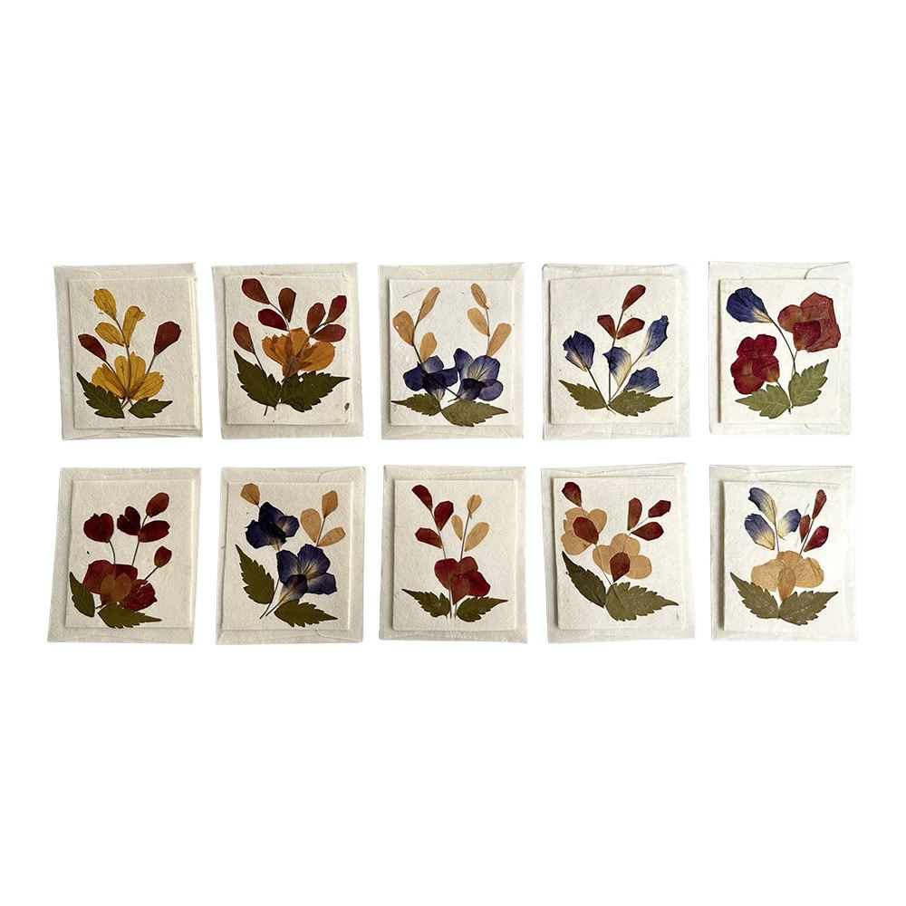 Assorted Mulberry Flower Gift Cards, 5.5x6.5cm, Pack of 10
