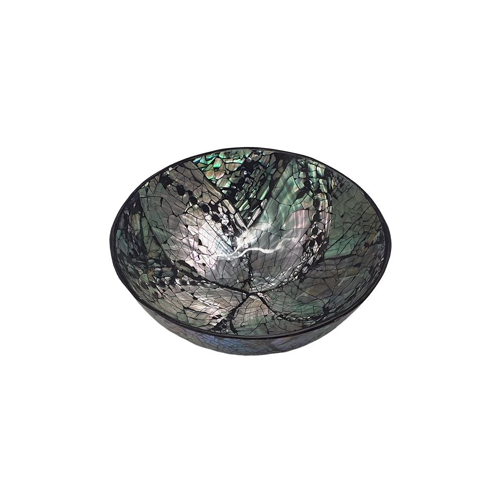Capiz Inlay Decorative Bowl, 11cm Diameter, Black/Silver